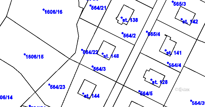 Parcela st. 148 v KÚ Staré Těchanovice, Katastrální mapa