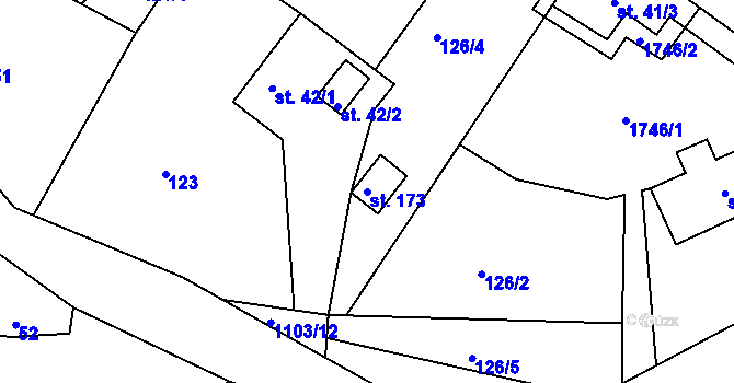 Parcela st. 173 v KÚ Staré Těchanovice, Katastrální mapa
