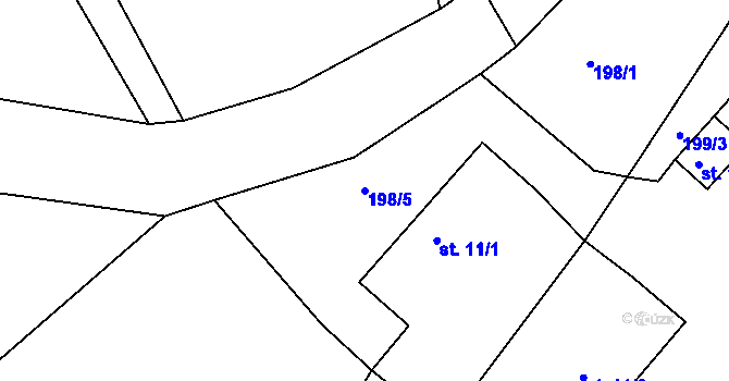 Parcela st. 198/5 v KÚ Staré Těchanovice, Katastrální mapa