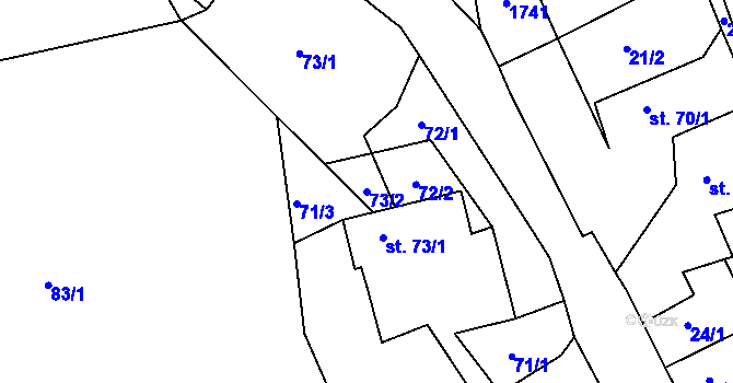 Parcela st. 73/2 v KÚ Staré Těchanovice, Katastrální mapa