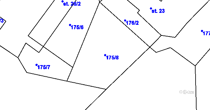 Parcela st. 175/8 v KÚ Staré Těchanovice, Katastrální mapa