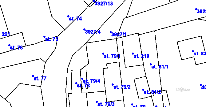 Parcela st. 79/1 v KÚ Kryry, Katastrální mapa