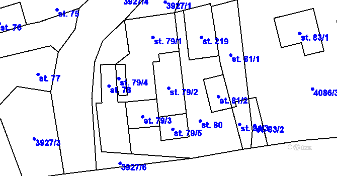Parcela st. 79/2 v KÚ Kryry, Katastrální mapa