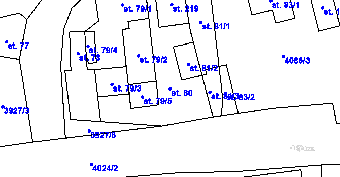 Parcela st. 80 v KÚ Kryry, Katastrální mapa