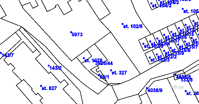 Parcela st. 101/2 v KÚ Kryry, Katastrální mapa