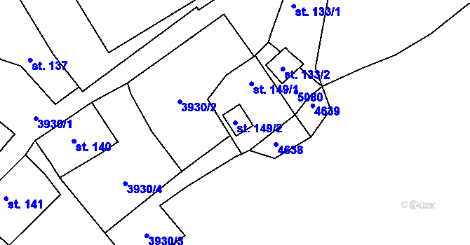 Parcela st. 149/2 v KÚ Kryry, Katastrální mapa