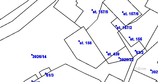 Parcela st. 156 v KÚ Kryry, Katastrální mapa