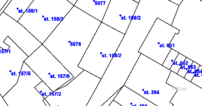 Parcela st. 158/2 v KÚ Kryry, Katastrální mapa