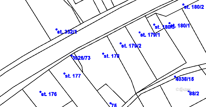 Parcela st. 178 v KÚ Kryry, Katastrální mapa