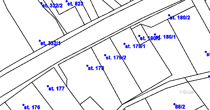 Parcela st. 179/2 v KÚ Kryry, Katastrální mapa