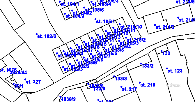 Parcela st. 215/6 v KÚ Kryry, Katastrální mapa