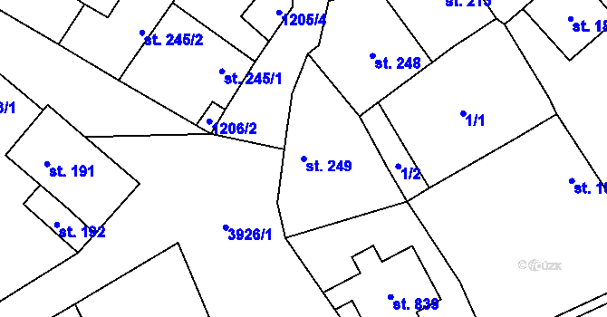 Parcela st. 249 v KÚ Kryry, Katastrální mapa