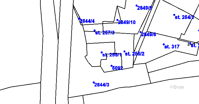 Parcela st. 255 v KÚ Kryry, Katastrální mapa