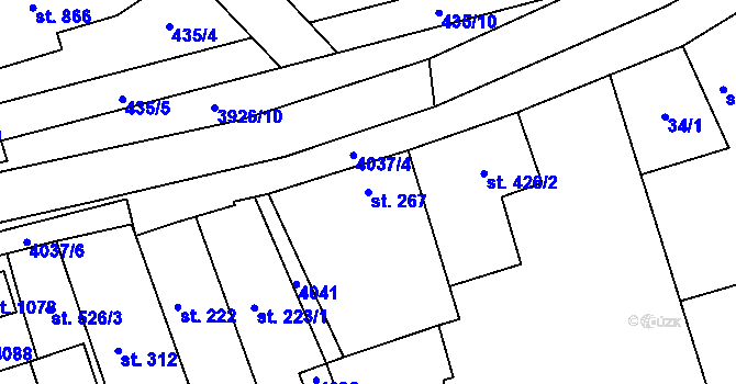 Parcela st. 267 v KÚ Kryry, Katastrální mapa