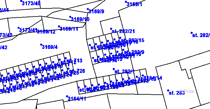 Parcela st. 282/12 v KÚ Kryry, Katastrální mapa