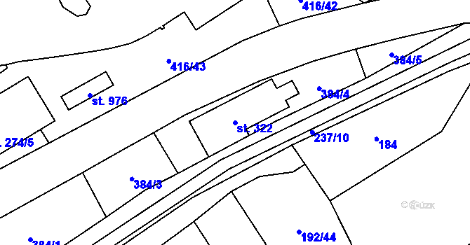 Parcela st. 322 v KÚ Kryry, Katastrální mapa