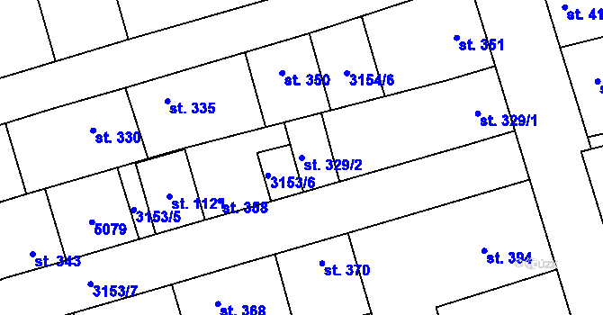 Parcela st. 329/2 v KÚ Kryry, Katastrální mapa