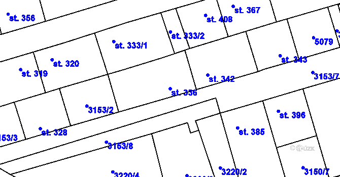 Parcela st. 336 v KÚ Kryry, Katastrální mapa