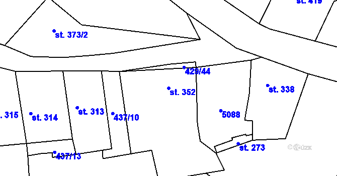 Parcela st. 352 v KÚ Kryry, Katastrální mapa