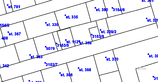 Parcela st. 358 v KÚ Kryry, Katastrální mapa