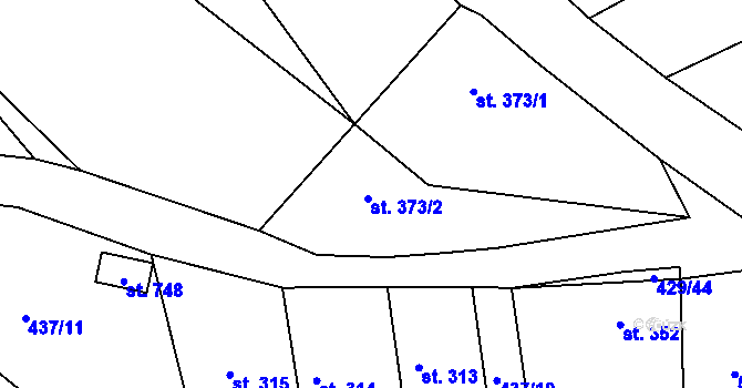 Parcela st. 373/2 v KÚ Kryry, Katastrální mapa