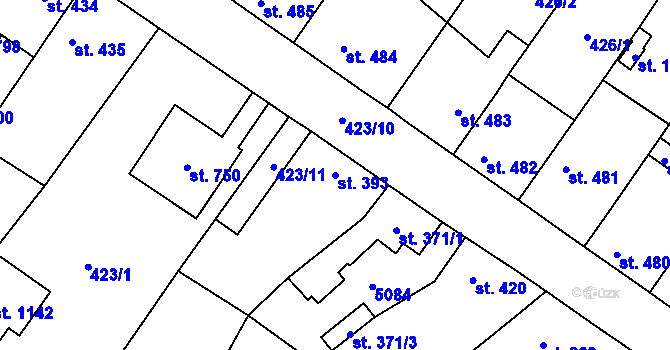 Parcela st. 393 v KÚ Kryry, Katastrální mapa