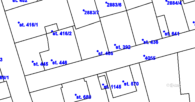 Parcela st. 405 v KÚ Kryry, Katastrální mapa