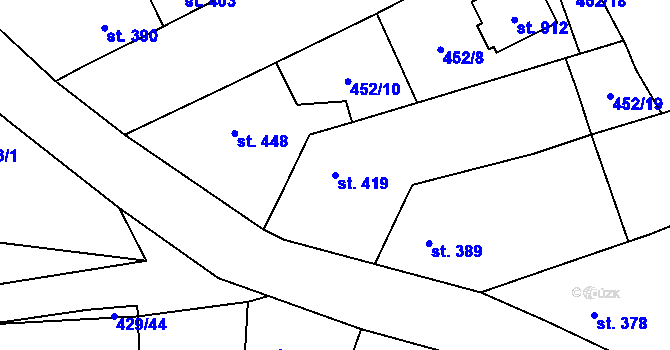 Parcela st. 419 v KÚ Kryry, Katastrální mapa