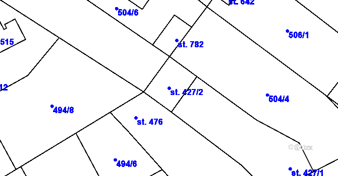 Parcela st. 427/2 v KÚ Kryry, Katastrální mapa