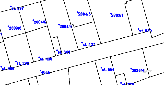 Parcela st. 437 v KÚ Kryry, Katastrální mapa