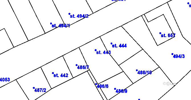 Parcela st. 443 v KÚ Kryry, Katastrální mapa