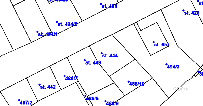 Parcela st. 444 v KÚ Kryry, Katastrální mapa
