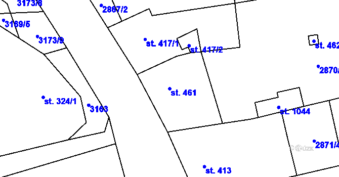 Parcela st. 461 v KÚ Kryry, Katastrální mapa