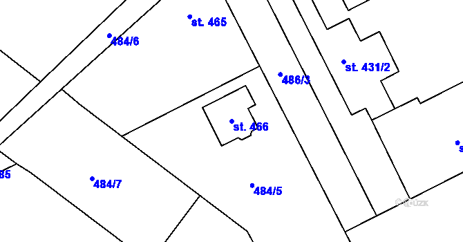 Parcela st. 466 v KÚ Kryry, Katastrální mapa