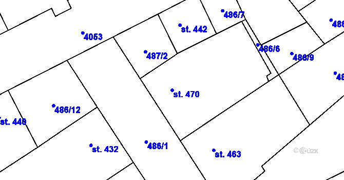 Parcela st. 470 v KÚ Kryry, Katastrální mapa