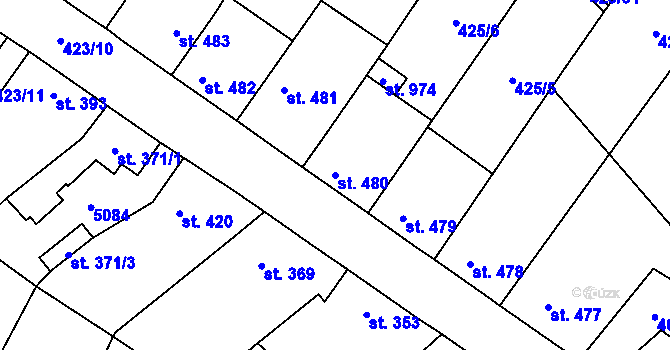 Parcela st. 480 v KÚ Kryry, Katastrální mapa