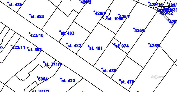 Parcela st. 481 v KÚ Kryry, Katastrální mapa