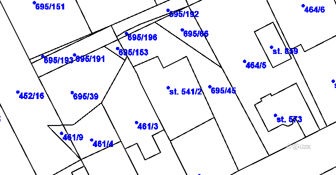 Parcela st. 541/2 v KÚ Kryry, Katastrální mapa