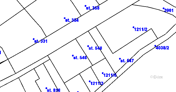 Parcela st. 548 v KÚ Kryry, Katastrální mapa
