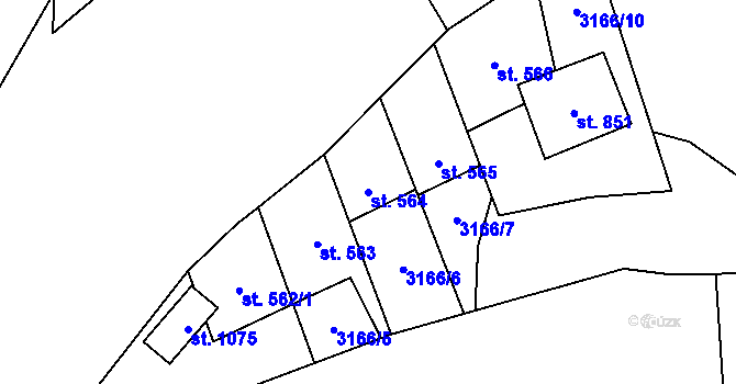 Parcela st. 564 v KÚ Kryry, Katastrální mapa