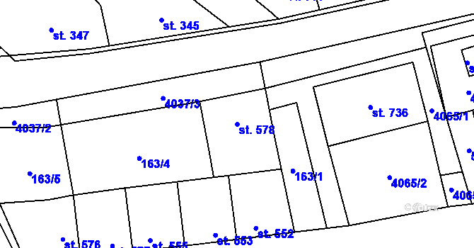 Parcela st. 578 v KÚ Kryry, Katastrální mapa