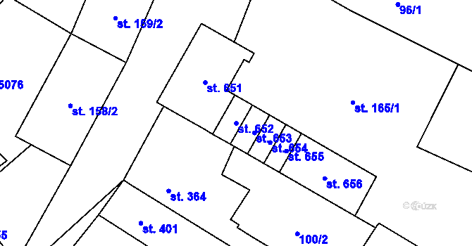 Parcela st. 652 v KÚ Kryry, Katastrální mapa
