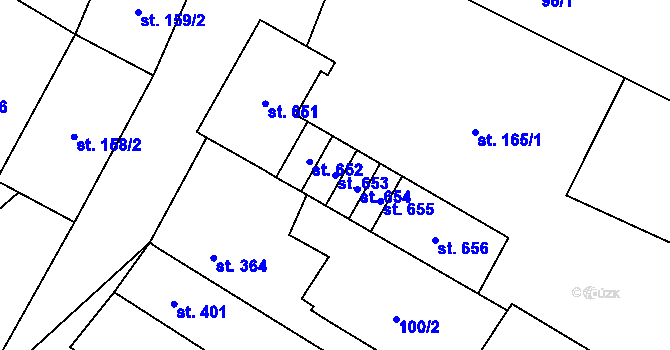 Parcela st. 653 v KÚ Kryry, Katastrální mapa