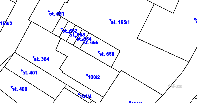 Parcela st. 656 v KÚ Kryry, Katastrální mapa