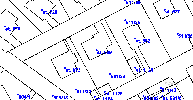 Parcela st. 699 v KÚ Kryry, Katastrální mapa