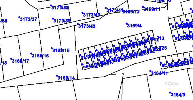Parcela st. 704 v KÚ Kryry, Katastrální mapa