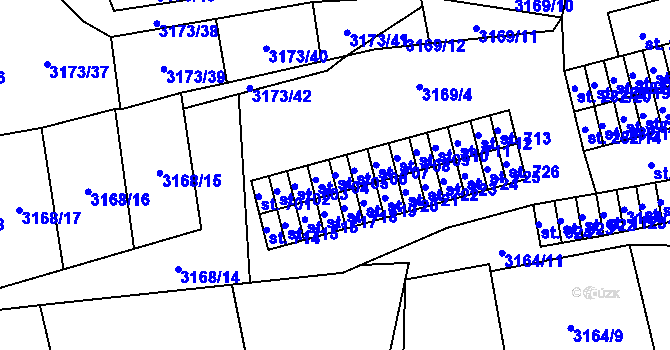Parcela st. 705 v KÚ Kryry, Katastrální mapa