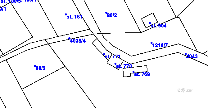 Parcela st. 771 v KÚ Kryry, Katastrální mapa