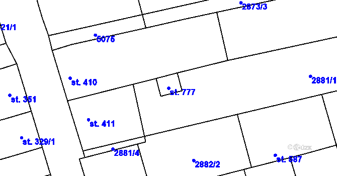 Parcela st. 777 v KÚ Kryry, Katastrální mapa