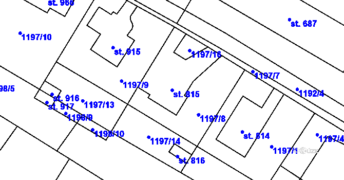 Parcela st. 815 v KÚ Kryry, Katastrální mapa